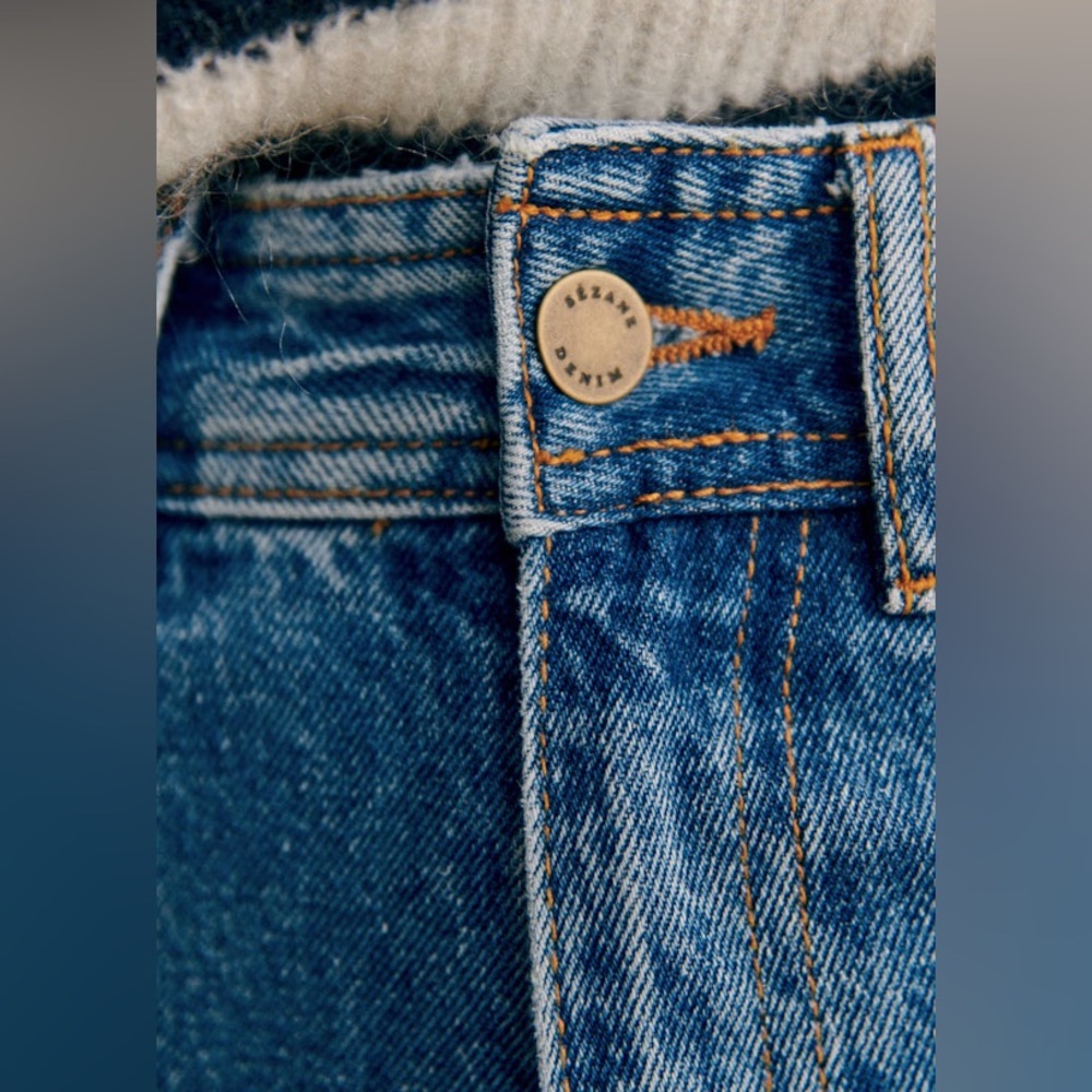 Sezane Le Crop High Rise Wide Leg Jeans in Denim Blue Worn Once-Still Full Price - Picture 3 of 11
